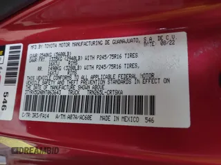 2022 Toyota Tacoma SR with VIN 3TYRX5GN0NT063643, listed as a IAAI auction lot 42368482 with 23,784 mi miles and . Bid and sale history available at DreamBid. Image 9.