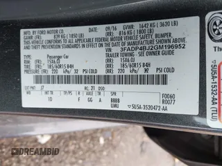 2016 Ford Fiesta SE with VIN 3FADP4BJ2GM196952, listed as a IAAI auction lot 41694838 with 121,192 mi miles and . Bid and sale history available at DreamBid. Image 9.