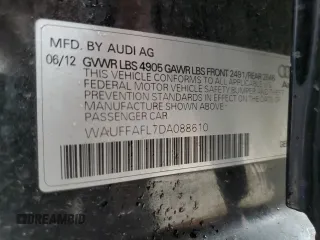 2013 Audi A4 Premium Plus with VIN WAUFFAFL7DA088610, listed as a Copart auction lot 50085415 with 103,028 mi miles and Salvage Title. Bid and sale history available at carsss.com. Image 12.