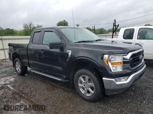 2021 Ford F-150 XL with VIN 1FTEX1EP9MKD20845, listed as a Copart auction lot 57053855 with 27,824 mi miles and Salvage title. Bid and sale history available at DreamBid. Image 4.