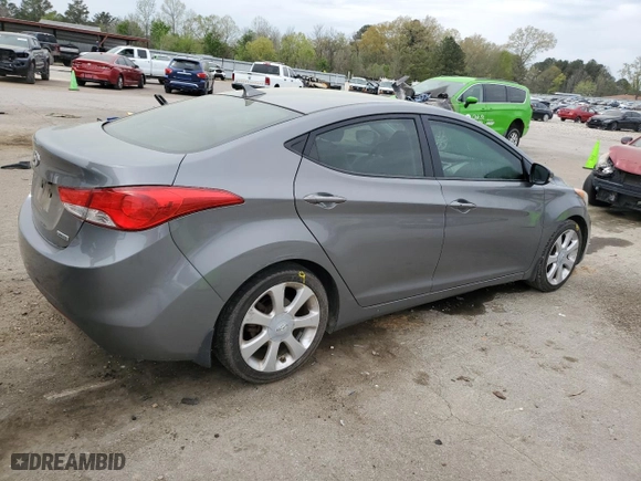 2013 Hyundai Elantra Limited with VIN 5NPDH4AE9DH323984, listed as a Copart auction lot 51162285 with 154,470 mi miles and Salvage Title. Bid and sale history available at carsss.com. Image 3.