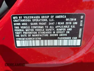 2017 Volkswagen Passat V6 SEL Premium with VIN 1VWCM7A33HC013786, listed as a IAAI auction lot 41981916 with 68,483 mi miles. Bid and sale history available at carsss.com. Image 9.