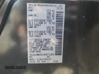 2014 Nissan Pathfinder S with VIN 5N1AR2MM7EC697185, listed as a Copart auction lot 63711745 with 137,153 mi miles and Clean title. Bid and sale history available at DreamBid. Image 13.