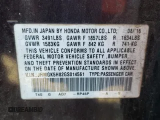 2016 Honda Fit EX-L with VIN JHMGK5H82GS014561, listed as a Copart auction lot 46746815 with 77,525 mi miles and Salvage title. Bid and sale history available at DreamBid. Image 13.