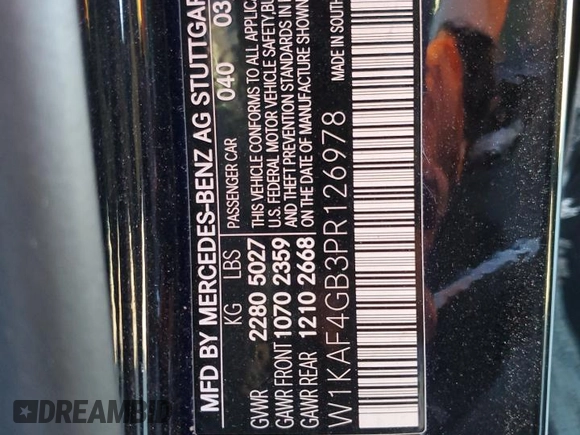 2023 Mercedes-Benz C 300 with VIN W1KAF4GB3PR126978, listed as a Copart auction lot 46365065 with 25,481 mi miles and Salvage Title. Bid and sale history available at carsss.com. Image 12.