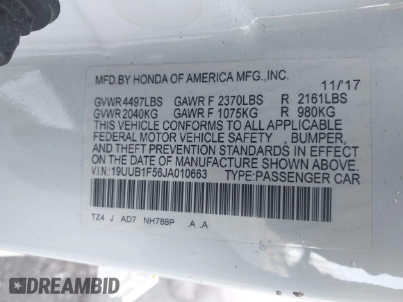 2018 Acura TLX Technology with VIN 19UUB1F56JA010663, listed as a IAAI auction lot 41980245 with 96,561 mi miles and . Bid and sale history available at carsss.com. Image 9.