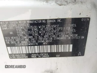 2014 Toyota RAV4 LE с VIN 2T3ZFREV5EW080316, выставлен на аукционе IAAI как лот 42371531 с пробегом 113 756 миль миль и . История ставок и продаж доступна на DreamBid. Изображение 9.
