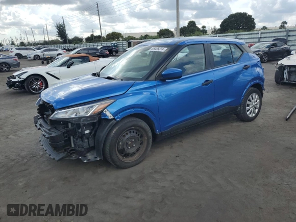 2022 Nissan Kicks S z VIN 3N1CP5BVXNL498820, wystawiony jako Copart lot #86065314 z przebiegiem 38 609 mil mil oraz Szkoda całkowita • Salvage title. Historia ofert i sprzedaży dostępna na DreamBid. Obrazek 1.