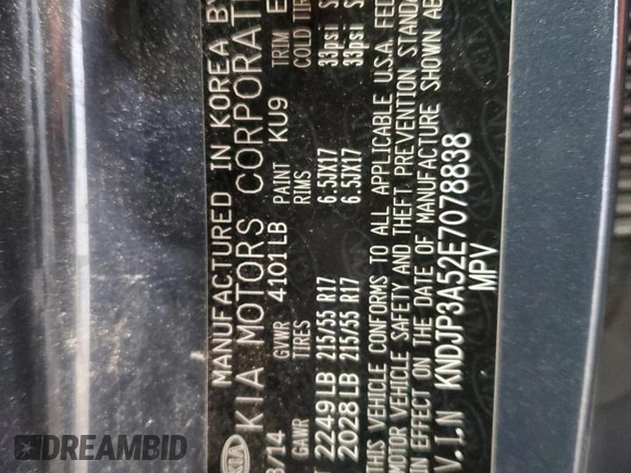 2014 Kia Soul + with VIN KNDJP3A52E7078838, listed as a Copart auction lot 53658625 with 169,181 mi miles and Non Repairable. Bid and sale history available at carsss.com. Image 14.