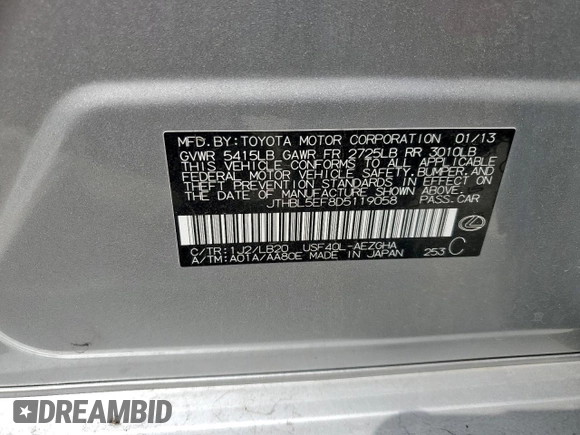 2013 Lexus LS 460 z VIN JTHBL5EF8D5119058, wystawiony jako Copart lot #56213275 z przebiegiem 159 151 mil mil oraz Szkoda całkowita • Salvage title. Historia ofert i sprzedaży dostępna na DreamBid. Obrazek 12.