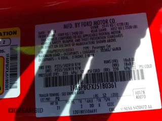 2018 Ford Mustang GT with VIN 1FA6P8CFXJ5180361, listed as a IAAI auction lot 41620513 with 114,222 mi miles. Bid and sale history available at carsss.com. Image 9.