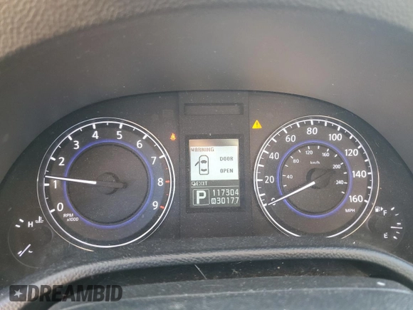 2014 Infiniti Q60 with VIN JN1CV6FE6EM901221, listed as a Copart auction lot 48051285 with 117,304 mi miles and Salvage Title. Bid and sale history available at DreamBid. Image 9.