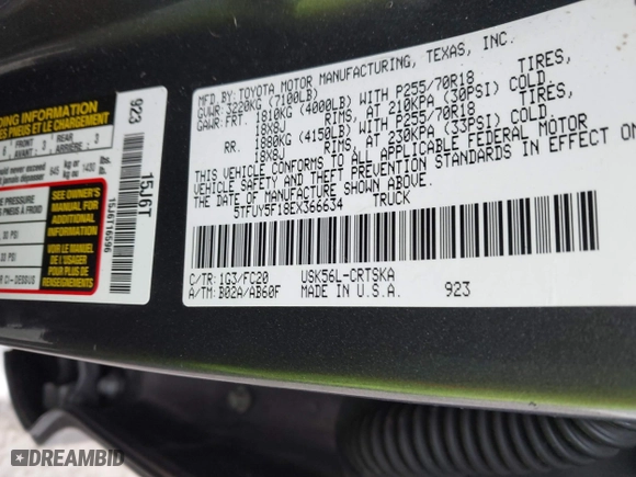 2014 Toyota Tundra 4WD Truck SR with VIN 5TFUY5F18EX366634, listed as a IAAI auction lot 41683505 with 86,215 mi miles. Bid and sale history available at carsss.com. Image 9.