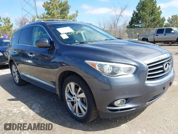 2013 Infiniti JX35 with VIN 5N1AL0MM5DC341869, listed as a IAAI auction lot 41921935 with 126,897 mi miles and . Bid and sale history available at DreamBid. Image 1.