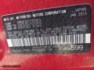 2015 Mitsubishi Lancer ES with VIN JA32U2FU9FU015485, listed as a IAAI auction lot 42015241 with 75,545 mi miles. Bid and sale history available at carsss.com. Image 9.