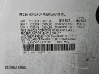 2020 Acura MDX z VIN 5J8YD4H31LL011817, wystawiony jako Copart lot #54788235 z przebiegiem 105 057 mil mil oraz Szkoda całkowita • Salvage title. Historia ofert i sprzedaży dostępna na DreamBid. Obrazek 13.