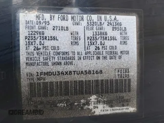 1996 Ford Explorer XL z VIN 1FMDU34X8TUA58168, wystawiony jako IAAI lot #41423645 z przebiegiem 121 839 mil mil oraz . Historia ofert i sprzedaży dostępna na DreamBid. Obrazek 9.