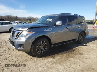2017 Nissan Armada Platinum with VIN JN8AY2NF7H9303410, listed as a Copart auction lot 89366645 with 86,573 mi miles and Salvage Title. Bid and sale history available at carsss.com. Image 1.