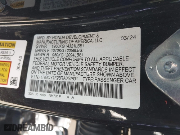 2024 Honda Accord LX z VIN 1HGCY1F28RA052831, wystawiony jako IAAI lot #41209914 z przebiegiem 18 337 mil mil oraz . Historia ofert i sprzedaży dostępna na DreamBid. Obrazek 9.