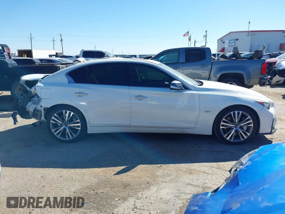 2018 Infiniti Q50 3.0t LUXE with VIN JN1EV7AP5JM355898, listed as a IAAI auction lot 40455903 with 80,812 mi miles. Bid and sale history available at carsss.com. Image 14.