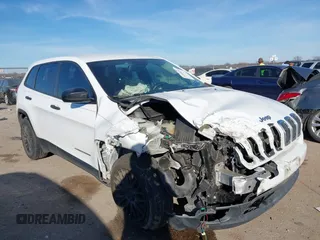 2016 Jeep Cherokee Sport with VIN 1C4PJLAS4GW329417, listed as a IAAI auction lot 41355231 with 151,680 mi miles. Bid and sale history available at carsss.com. Image 1.