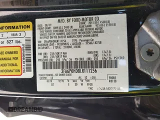 2020 Ford Fusion SE with VIN 3FA6P0HD8LR111256, listed as a IAAI auction lot 42032725 with 98,822 mi miles. Bid and sale history available at carsss.com. Image 9.
