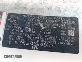 2016 Kia Soul z VIN KNDJN2A25G7823770, wystawiony jako IAAI lot #42115293 z przebiegiem 114 072 mil mil oraz . Historia ofert i sprzedaży dostępna na DreamBid. Obrazek 9.