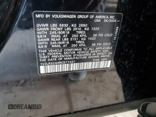 2024 Volkswagen Atlas SE with VIN 1V2LR2CAXRC577437, listed as a Copart auction lot 43693485 with 8,342 mi miles and Salvage title. Bid and sale history available at DreamBid. Image 15.