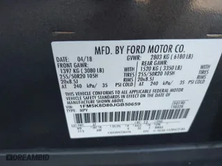 2018 Ford Explorer XLT with VIN 1FM5K8D80JGB50659, listed as a IAAI auction lot 41441028 with 78,374 mi miles. Bid and sale history available at carsss.com. Image 9.