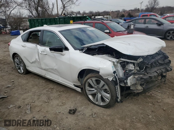 2021 Acura TLX w/Technology Package with VIN 19UUB6F45MA011831, listed as a Copart auction lot 46622925 with 51,058 mi miles and Salvage Title. Bid and sale history available at carsss.com. Image 4.