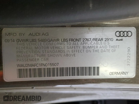 2015 Audi A7 3.0 TDI Prestige with VIN WAU2MAFC1FN015507, listed as a Copart auction lot 49663214 with 109,303 mi miles. Bid and sale history available at carsss.com. Image 14.