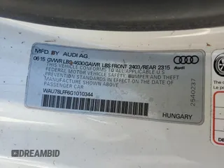 2016 Audi A3 2.0T Premium with VIN WAU78LFF6G1010344, listed as a Copart auction lot 73640494 with 0 mi miles and Salvage Title. Bid and sale history available at carsss.com. Image 13.