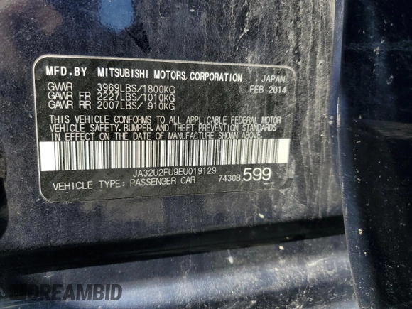 2014 Mitsubishi Lancer ES with VIN JA32U2FU9EU019129, listed as a Copart auction lot 56824204 with 121,392 mi miles and Salvage Title. Bid and sale history available at carsss.com. Image 13.