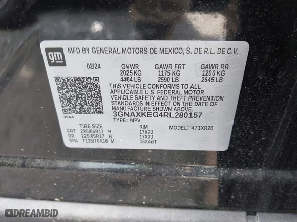 2024 Chevrolet Equinox LT with VIN 3GNAXKEG4RL280157, listed as a IAAI auction lot 41984430 with 23,266 mi miles. Bid and sale history available at carsss.com. Image 9.