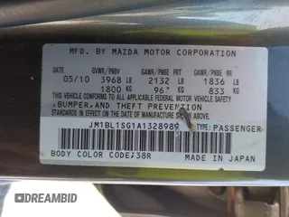 2010 Mazda 3 i Touring with VIN JM1BL1SG1A1328989, listed as a IAAI auction lot 42162425 with 84,820 mi miles and . Bid and sale history available at carsss.com. Image 9.