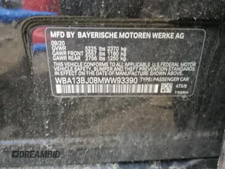 2021 BMW 5 Series 530i xDrive with VIN WBA13BJ08MWW93390, listed as a Copart auction lot 61654894 with 35,099 mi miles and Salvage Title. Bid and sale history available at carsss.com. Image 12.