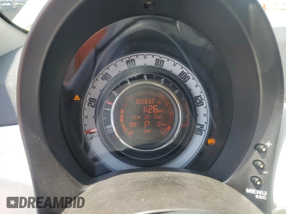 2012 FIAT 500 Lounge with VIN 3C3CFFER7CT109539, listed as a Copart auction lot 61502415 with 105,832 mi miles and Salvage title. Bid and sale history available at DreamBid. Image 9.