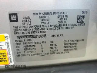 2016 Chevrolet Traverse LT z VIN 1GNKRGKD6GJ136586, wystawiony jako Copart lot #55049905 z przebiegiem 124 681 mil mil oraz Szkoda całkowita • Salvage title. Historia ofert i sprzedaży dostępna na DreamBid. Obrazek 13.