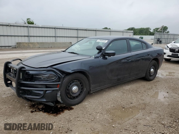 2019 Dodge Charger Police with VIN 2C3CDXKT1KH582405, listed as a Copart auction lot 57046445 with 136,171 mi miles and Salvage title. Bid and sale history available at DreamBid. Image 1.