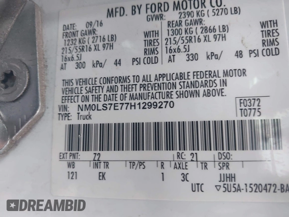 2017 Ford Transit Connect XL with VIN NM0LS7E77H1299270, listed as a IAAI auction lot 42174986 with 104,147 mi miles and . Bid and sale history available at DreamBid. Image 9.