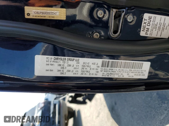 2013 Jeep Patriot Sport z VIN 1C4NJPBAXDD272247, wystawiony jako Copart lot #60102925 z przebiegiem 156 579 mil mil oraz Szkoda całkowita • Salvage title. Historia ofert i sprzedaży dostępna na DreamBid. Obrazek 14.