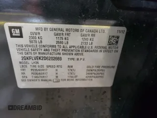 2013 GMC Terrain SLT with VIN 2GKFLVEK2D6202669, listed as a Copart auction lot 51667105 with 189,287 mi miles and Salvage Title. Bid and sale history available at carsss.com. Image 13.
