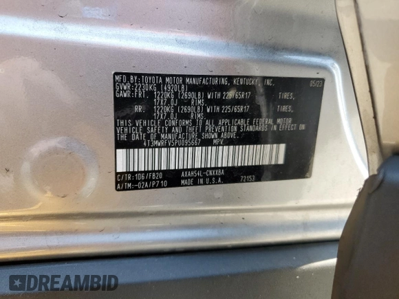 2023 Toyota RAV4 Hybrid LE z VIN 4T3MWRFV5PU095667, wystawiony jako Copart lot #60753845 z przebiegiem 33 684 mil mil oraz Szkoda całkowita • Salvage title. Historia ofert i sprzedaży dostępna na DreamBid. Obrazek 13.