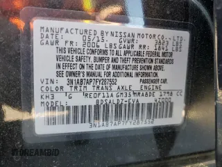 2015 Nissan Sentra SL with VIN 3N1AB7AP7FY287552, listed as a Copart auction lot 54587995 with 116,376 mi miles and Salvage Title. Bid and sale history available at DreamBid. Image 12.