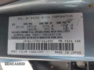 2012 Mazda 3 i Touring with VIN JM1BL1V70C1664809, listed as a IAAI auction lot 42213459 with 331,525 mi miles and . Bid and sale history available at DreamBid. Image 9.