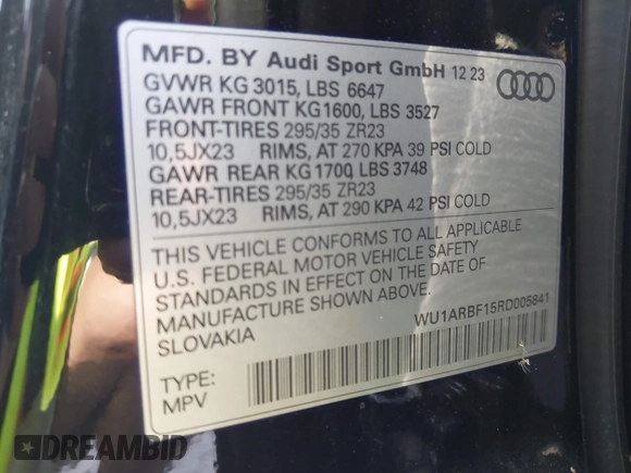 2024 Audi RS Q8 z VIN WU1ARBF15RD005841, wystawiony jako IAAI lot #42187837 z przebiegiem 8 379 mil mil oraz . Historia ofert i sprzedaży dostępna na DreamBid. Obrazek 9.