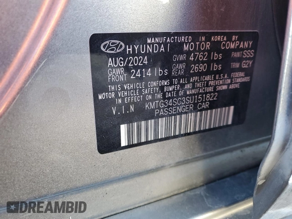 2025 Genesis G70 2.5T with VIN KMTG34SC3SU151822, listed as a Copart auction lot 48240125 with 5,781 mi miles and Clean title. Bid and sale history available at DreamBid. Image 12.