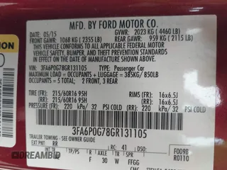 2016 Ford Fusion S with VIN 3FA6P0G78GR131105, listed as a IAAI auction lot 42499234 with 208,369 mi miles and . Bid and sale history available at DreamBid. Image 9.
