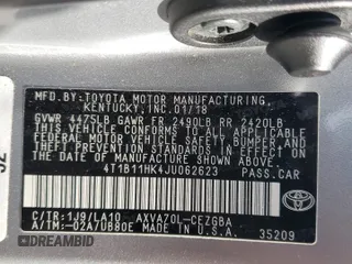 2018 Toyota Camry LE with VIN 4T1B11HK4JU062623, listed as a Copart auction lot 84542804 with 87,281 mi miles and Clean title. Bid and sale history available at DreamBid. Image 12.