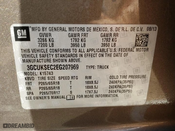 2014 Chevrolet Silverado 1500 LTZ with VIN 3GCUKSEC2EG207969, listed as a Copart auction lot 73793254 with 81,333 mi miles and Salvage Title. Bid and sale history available at carsss.com. Image 14.